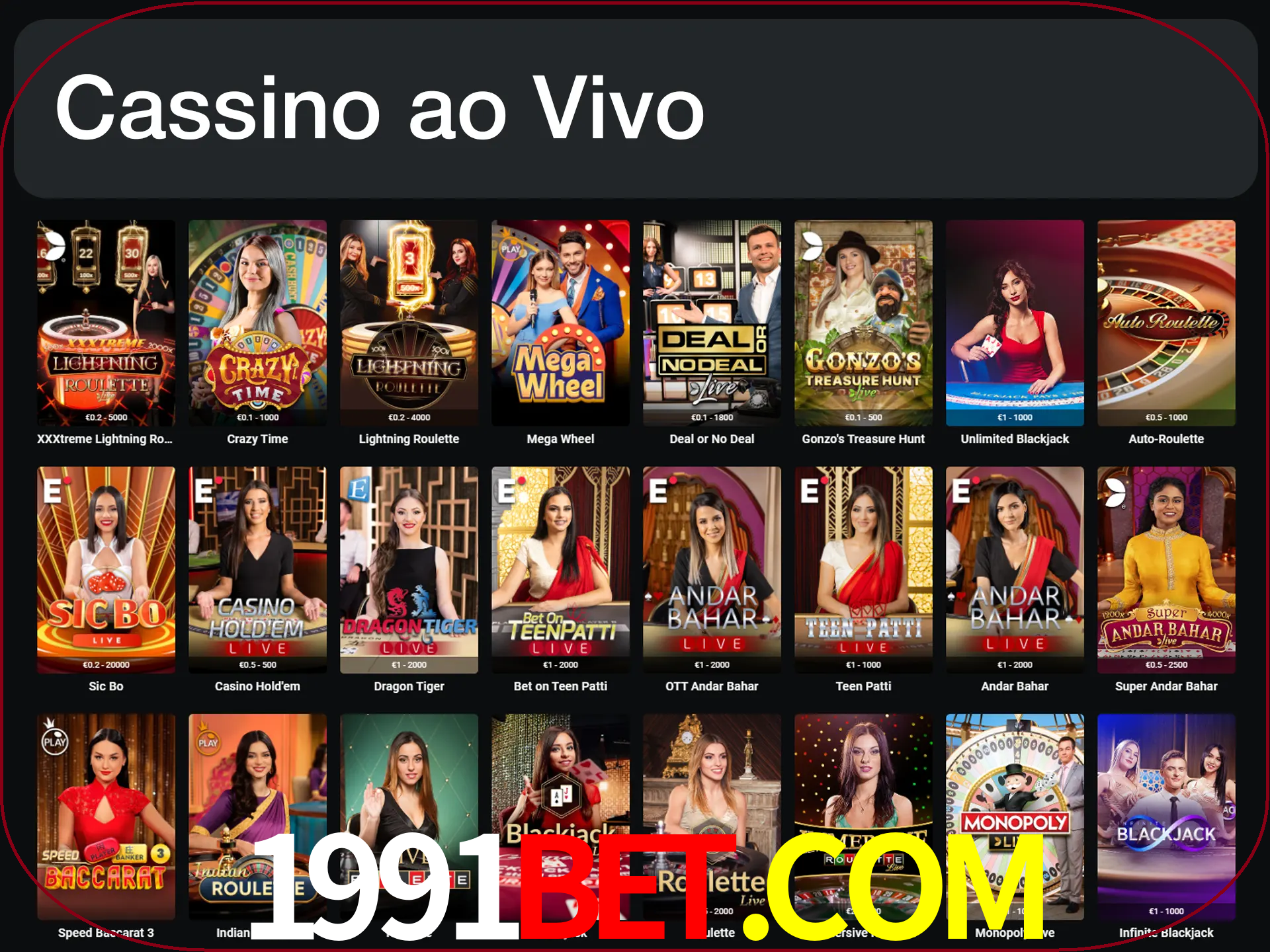 Jogue jogos de cassino com um verdadeiro dealer.