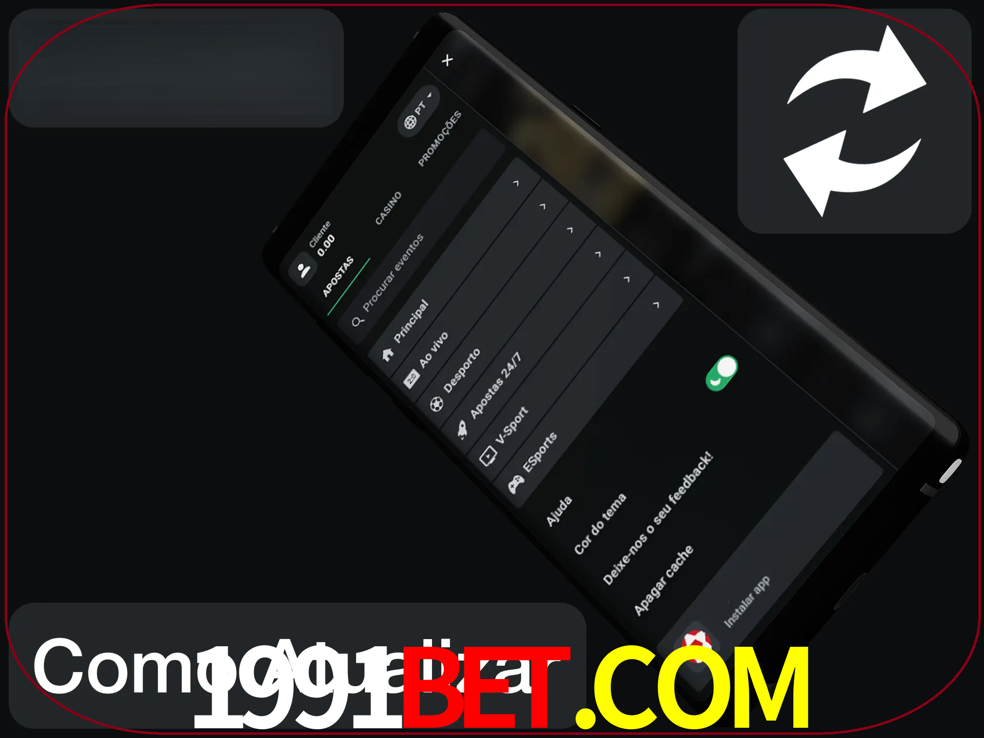 O aplicativo é atualizado automaticamente quando você faz o login.