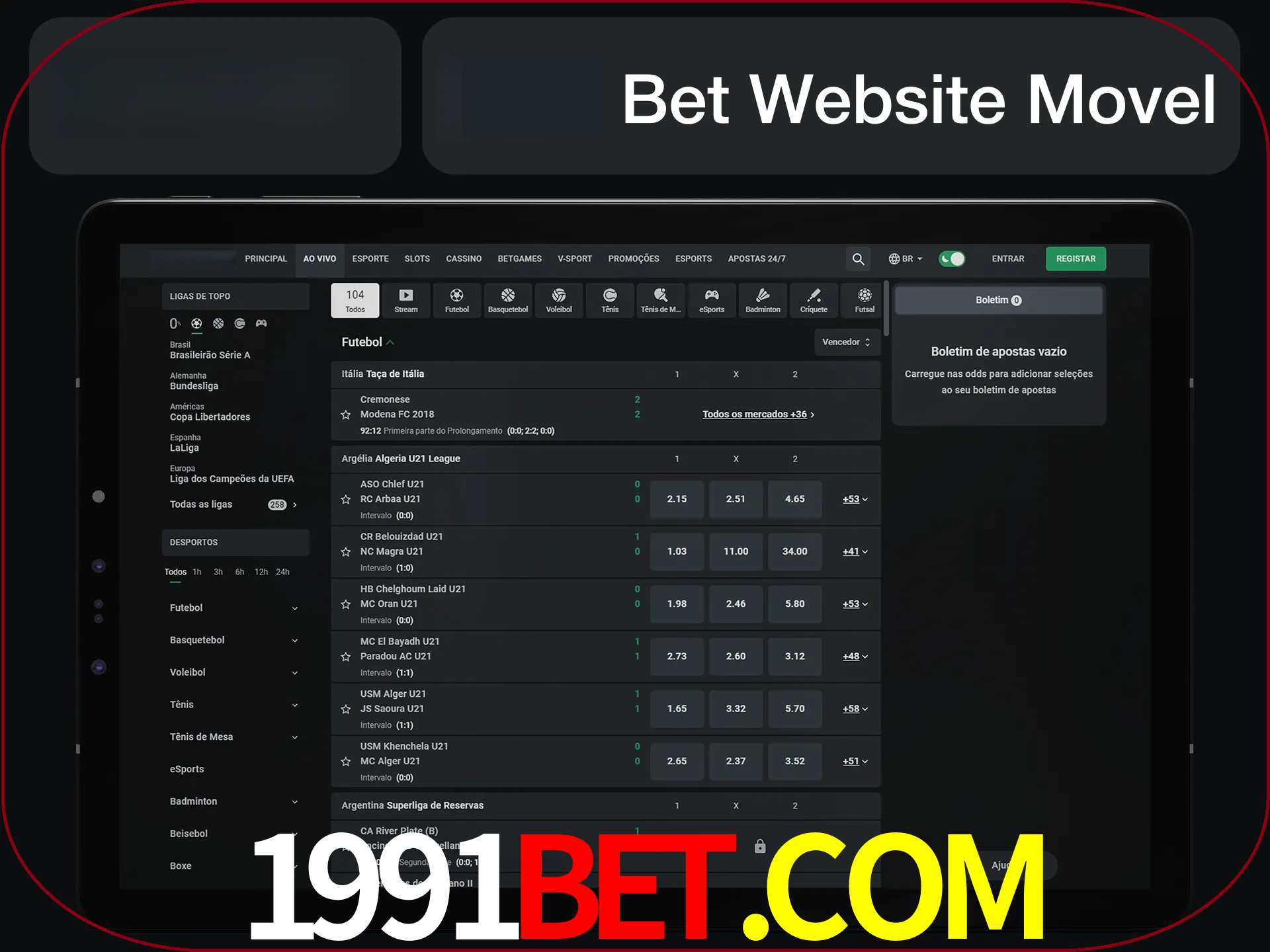 Use nosso website em qualquer dispositivo.
